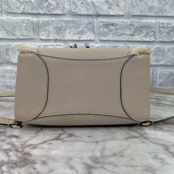 Kate Spade Leila Medium Flap Backpack Faux Shearling In Light Sand - Picture 5 of 11